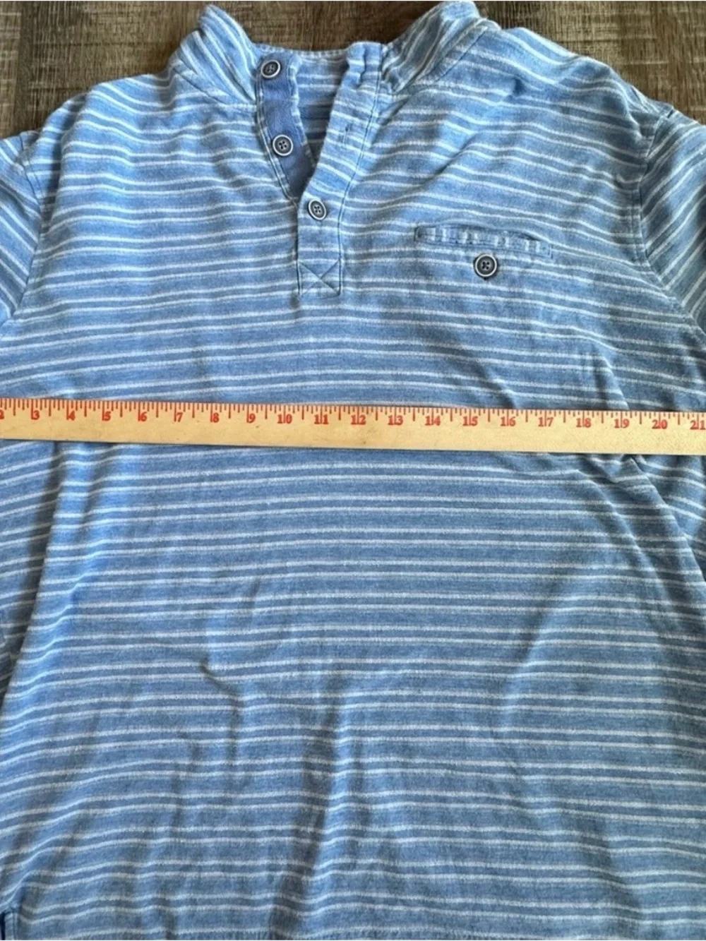 Johnnie-O Blue Striped Henley Button Long Sleeve